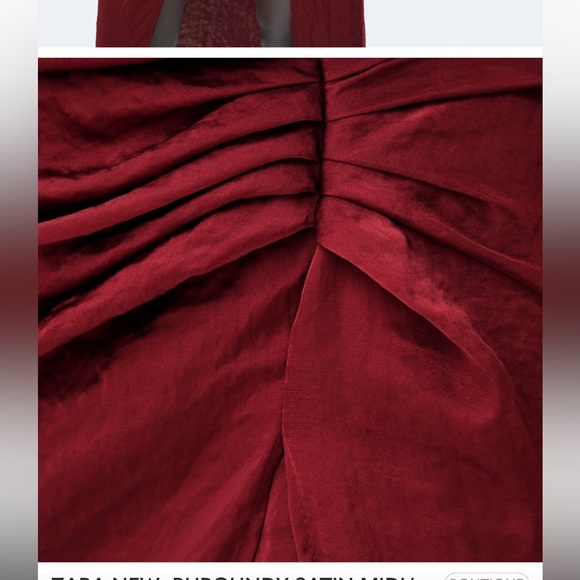 Zara Bugundy Satin Midi Skirt - Picture 3 of 3